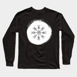 Aegishjalmur Icelandic Stave in Black and White | Helm of Awe Long Sleeve T-Shirt